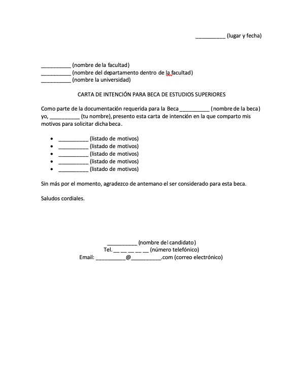 carta de intencion de contrato laboral